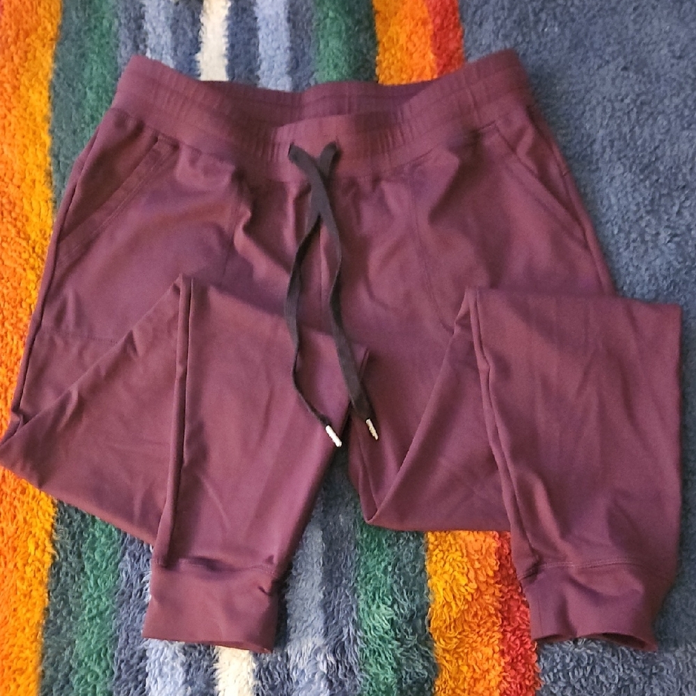 ZYIA Plum Track Pants with Elastic Waistband and Drawstring Size Large